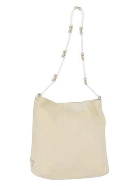 PRADA Shoulder Bag Leather plastic Ivory Clear Auth 173573